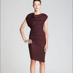 Helmut Lang Women's Red Sonar Wool Draped Dress